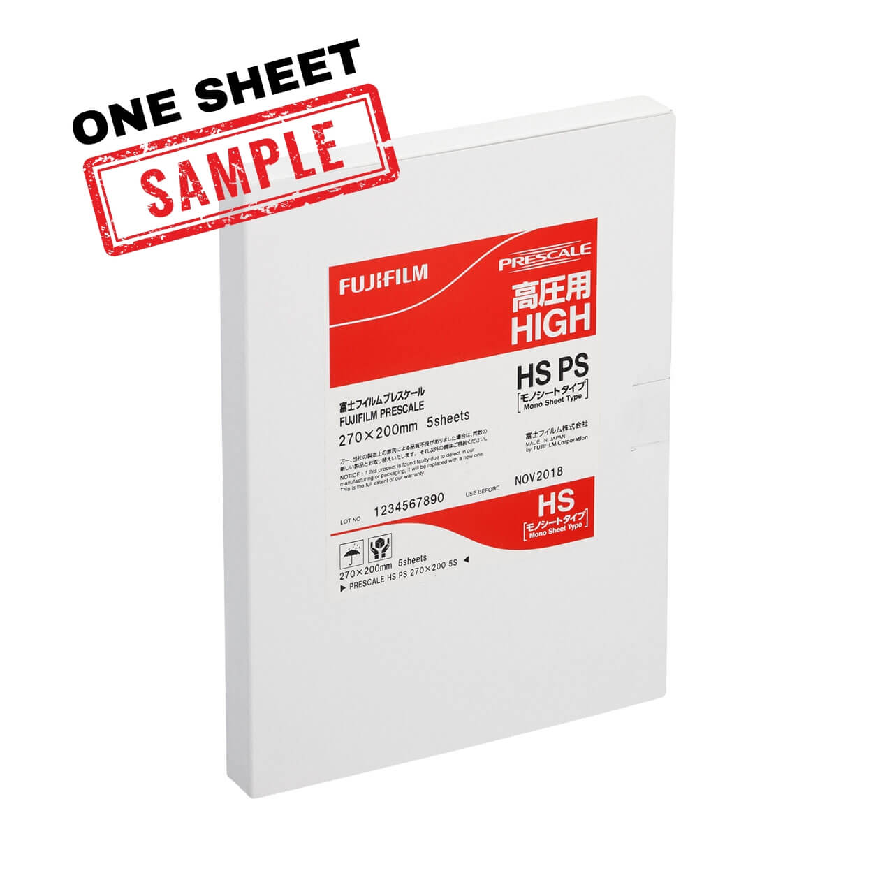 Fujifilm Prescale HS High Pressure Film Sheets packaging on white background